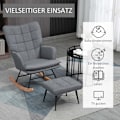 Miniatyrbillede 6 af 10: Rootz gyngestol med fodskammel - Plejestol - Polstret lænestol - Elegant design - Bøgeben - Grå - 64cm x 89cm x 90cm