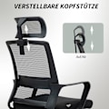 Miniatyrbillede 5 af 10: Rootz Justerbar kontorstol - skrivebordsstol - drejestol - Halsstøtte - sort - 60 cm x 64 cm x 102-112cm