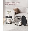 Miniatyrbild 6 av 7: Rootz 2-delade sidobord - Svarta gavelbord - Bord av spånskiva i stål - Lätt hållbar design - Enkel montering - 50 cm x 40 cm x 40 cm & 40 cm x 36 cm