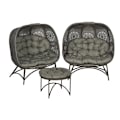 Miniatyrbillede 1 af 5: Rootz Havemøbelsæt - 2 kurvestole - Sidebord - Sammenfoldelig - Sædehynder - Metalstel - Stål-Polyester - Sand - 110w X 52d X 40h Cm