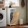 Pikkukuva 3 / 10: Rootz-pesukaappi taitettavalla pussilla - Pyykinkeräin - Kylpyhuoneen säilytys - Kestävä bambu- ja MDF-rakenne - Helppo kuljettaa -kahvat - 32 cm x 85