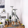 Miniatyrbild 8 av 8: Rootz Scratching Post - Cat Tree - Cat Climbing Tree - Climbing Tree - Cat Tree Scratching House - With Cat Cave - Grey - 50 x 50 x 170 cm