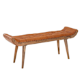 Miniatyrbillede 7 af 7: Rootz bænk ægte læder - massiv træ bænk brun 125x50x38 cm Chesterfield - Design polstret bænk gang - Læder bænk sengebænk 2 personer - Moderne entre b