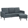 Pikkukuva 10 / 10: Rootz Corner -sohva jalkatuolilla - L -muotoinen sohva - 3 -paikkainen sohva - tiheä vaahtopehmuste - 196cm x 140cm x 88cm