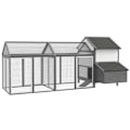 Miniatyrbild 5 av 6: Rootz Chicken Coop - Smådjurshus - 2 utomhusinhägnader - 1 häckningslåda - 2 ramper - Asfalttak - Väderbeständig - Grå - 247 cm x 125 cm x 113,5 cm