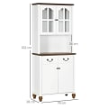 Pikkukuva 3 / 6: Rootz keittiökaappi - Buffet - 2 laatikkoa - 2 kaappiosastoa - Klassinen muotoilu - Valkoinen + Tummanruskea - 76 x 38 x 182 cm