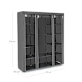 Miniatyrbillede 7 af 7: Rootz Grey Fleece Stof Foldeskab - Opbevaringsorganisering - Bærbar garderobe - Stålrørskonstruktion - Letvægts - Nem montering - 150 cm x 175 cm x 45