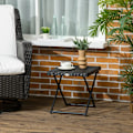 Miniatyrbild 7 av 7: Rootz Polyrattan Balkongbord - Trädgårdsbord - Fällbart - Stålstomme - Lätt att rengöra - Svart - 40x40x40 cm