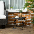 Miniatyrbillede 7 af 7: Rootz Polyrattan Balkonbord - Havebord - Sammenklappeligt - Stålstel - Let at rengøre - Sort - 40x40x40 cm