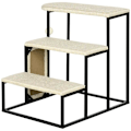 Miniatyrbild 1 av 7: Rootz Cat Trappa - Med skrapbräda - 3 steg - Leksaksboll - Robust - Stål + Sisal - Krämvit + Svart - 51 x 54 x 53 cm