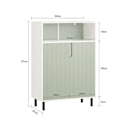 Miniatyrbillede 5 af 9: Rootz moderne badeværelses kommode med 2 døre - Skænk - Entreskab - Justerbar hylde - Stor opbevaringsplads - Vandtætte metalben - Hvid-grøn - 60 cm x