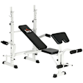 Miniatyrbillede 1 af 7: Rootz Vægtbænk med vægtstativ - Brystpress - Benpress - Armlæn til Bicep Curls - Stål - Sort og hvid - 180L x 134W x 113-136H cm