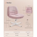 Miniatyrbillede 6 af 6: Rootz Pink kontorstol - Bredt sæde - Krydsbund - Stål og bomuld-linned - Justerbar højde - 72cm x 72cm x 75-83cm