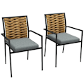 Miniatyrbillede 1 af 6: Rootz Havestole - Udendørsstole - Terrassestole - Sædehynder - Vejrbestandig - Moderne Design - PE Rattan - Polyester - Brun-Grå - 40W x 47D cm
