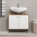Miniatyrbillede 5 af 10: Rootz Washbasin Vanity - Bathroom Cabinet - Storage Unit - Sink Base - Vanity Stand - Bath Organizer - Under-sink Holder - White Matt Lacquer with Art