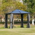 Miniatyrbillede 6 af 7: Rootz Luxury Pavillon - Havepavillon - Festtelt i aluminium - Havetelt med gennemskinnelig PC-tag - Brun + Beige - 300 x 360 x 265 cm