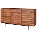 Miniatyrbillede 7 af 7: Rootz skænk Sheesham massivt træ 150x81x41 cm rustik kommode - Design Skænk Large - Høj kommode med 3 låger massivt træ - Gulvskab Stue Moderne
