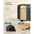 Miniatyrbillede 3 af 6: Rootz Opbevaring Ottoman - Fodstøttesæde - Pladsbesparende skammel - MDF-ramme - Linnedbetræk - 45 cm x 45 cm x 44,5 cm