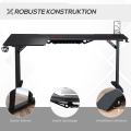 Miniatyrbillede 6 af 9: Rootz L-formet spillebordsbord - Computerbord - Racing skrivebord - Rigelig plads - Organiseret opsætning - Holdbar konstruktion - 168W x 109D x 78H c
