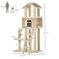 Miniatyrbild 3 av 7: Rootz Skrapstolpe - Med kattgrotta - Katthus - Kattbur - Kattmöbler - Khaki/Beige/Kaffe - 69L x 40B x 131H cm