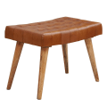 Miniatyrbild 7 av 7: Rootz pall 67x47x39 cm mango massivt trä - äkta läder Chesterfield design - Läder pall brun - Sido pall pall utan ryggstöd Country fotpall
