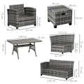 Miniatyrbillede 3 af 7: Rootz Luxury Poly Rattan Havemøbelsæt - Havemøbler - Havesæt - Loungesæt - Loungemøbler med sidebord - Sædehynde - Grå - 136W x 65D x 71H cm