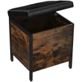 Miniatyrbillede 1 af 9: Rootz Hocker - Taburet med opbevaringsplads - Skobænk - Hockers - Kunstlæder og træ - Industriel - Brun / Sort - 40 x 40 x 50 cm