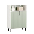 Miniatyrbillede 1 af 9: Rootz moderne badeværelses kommode med 2 døre - Skænk - Entreskab - Justerbar hylde - Stor opbevaringsplads - Vandtætte metalben - Hvid-grøn - 60 cm x