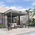 Miniatyrbillede 2 af 9: Rootz Pergola havepavillon terrasseoverdækning - Udendørs pavillon - Solafskærmning - UV- og vandafvisende - 298 cm x 213 cm x 221 cm - Metal og polye