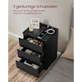 Miniatyrbillede 4 af 7: Rootz sidebord med 3 skuffer - Natbord - Natbord - Moderne design - Ibenholts sort finish - 45cm x 40cm x 60cm
