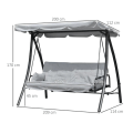 Pikkukuva 3 / 7: Rootz Hammock Swing - Keinutuoli - Puutarhakeinu - Kallistava toiminto - Metalli/polyesteri - Harmaa - 2,09 x 1,14 x 1,70 m