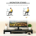 Miniatyrbild 6 av 10: Rootz Monitor Stativ - 3 hyllor - Längd Vinkel Justerbar - Dubbelskärm Stativ - Trähylla - Bildskärmshållare för dator - Svart - 80-117 x 23,5 x 10 cm
