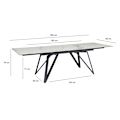 Miniatyrbillede 4 af 6: Rootz Large Moderne spisebord - Rektangulært bord - Marmor Look Bord - Sæder 12 - 180-260 cm x 95 cm x 76 cm