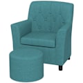 Miniatyrbillede 1 af 10: Rootz Kids Lænestolssæt - Børnesofa - Matchende osmannisk - Stilfuldt diamantryglæn - Træramme - Hyggelig polstring - Blå - 45 cm x 43 cm x 50,5 cm