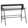 Miniatyrbillede 1 af 8: Rootz skrivebord med hylder - sort, grå - stål, spånplade, glas - cm x 45,27 cm x 35,43 cm