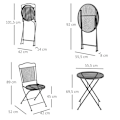 Miniatyrbillede 3 af 7: Rootz 3 dele bistrosæt med bord og 2 stole - Havemøbler - Metal - Sort - 55,5 x 55,5 x 69,5 cm
