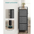 Miniatyrbillede 9 af 9: Rootz kommode med 3 skuffer - Opbevaringsskab - Grå sort trækorn - Spånplade Stål Non-Woven stof - Store skuffer - 28,5 cm x 98 cm x 85 cm - 12,8 kg V