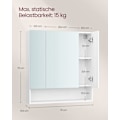 Miniatyrbillede 6 af 7: Rootz Cloud White Badeværelsesskab - Opbevaringsenhed - Spånplade, glas - Moderne design - 16,5 cm x 70 cm x 75 cm
