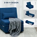 Miniatyrbillede 6 af 10: Rootz 3 -i -1 foldestol seng - hvilestol - chaise longue - justerbar ryglæn - 65,5L x 104W x 81H cm - bærbar med hjul og sidelomme