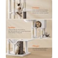 Miniatyrbillede 5 af 7: Rootz Scratching Tree - Cat Tower - Cat Climbing Post - 2 huler & dyser - 175 cm høj, hvid, træspanel, sisal - 57x45x175cm