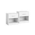 Miniatyrbillede 1 af 5: Rootz 2-delt sidebord - Natbord - Sengebord - Spånplademateriale - Klassisk hvid - 28 cm x 39 cm x 41 cm - 5,7 kg - Skuffe med 5 kg kapacitet - Total