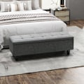 Miniatyrbillede 2 af 11: Rootz Linned Look Storage Bench - Opbevaring sæde bryst - tuftet opbevaringsbænk - skjult opbevaring - 138 cm x 40 cm x 45 cm