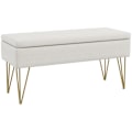 Miniatyrbillede 10 af 10: Rootz Sengebænk med opbevaringsplads - Soveværelsesbænk - Ottoman - Cremestof - Guld hårnåleben - 100 cm x 40 cm x 49 cm