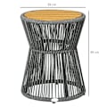 Miniatyrbillede 3 af 6: Rootz Havebord - Boho Style Havebord - Vejrbestandig - PE Rattan - Sort + Naturlig - 39cm x 39cm x 49cm