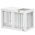 Miniatyrbillede 10 af 10: Rootz PawHut 2-dørs hundebur - Hundebur - Pet Kennel - Beskyttet og sikkert tilbagetog - Låsende stålnet - 80 cm x 50 cm x 56,5 cm - Hvid + Sølv