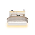 Pikkukuva 1 / 7: Rootz Bed Frame - Platform Bed - LED -valaistus - Latausasema - tukee 455 kg - 213 cm x 167cm x 90cm - pilvivalkoinen