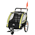 Miniatyrbillede 4 af 4: Rootz 2-i-1 cykeltrailer - Til 2 børn - Glidefunktion - Regnslag - Bremse - Oxford stof - Gul + Sort - 142cm x 75cm x 101cm