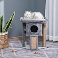 Miniatyrbillede 2 af 11: Rootz Cat Tree - Kattetræ med Jute-skrabemåtte - Hængende bold - Scratcher Board - Kattemøbler med dørhul - Kæledyrsmøbler - Lysegrå - 40 x 40 x 57 cm
