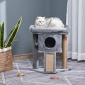 Pikkukuva 2 / 11: Rootz Cat Tree - Kissapuu juutilla raaputusmatolla - Riippuva pallo - Raaputustaulu - Kissakalusteet ovireiällä - Lemmikkien kalusteet - Vaaleanharmaa