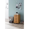 Miniatyrbild 5 av 7: Rootz rullcontainer 33 x 68 x 38 cm MDF trä 5 lådor sonoma - Modern lådcontainer med hjul - Stativcontainer kontorscontainer